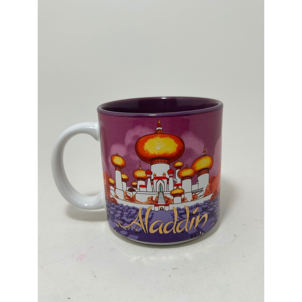 Disney‎ Aladdin Coffee Mug Genie Jasmine Jafar Palace Purple Japan Vintage